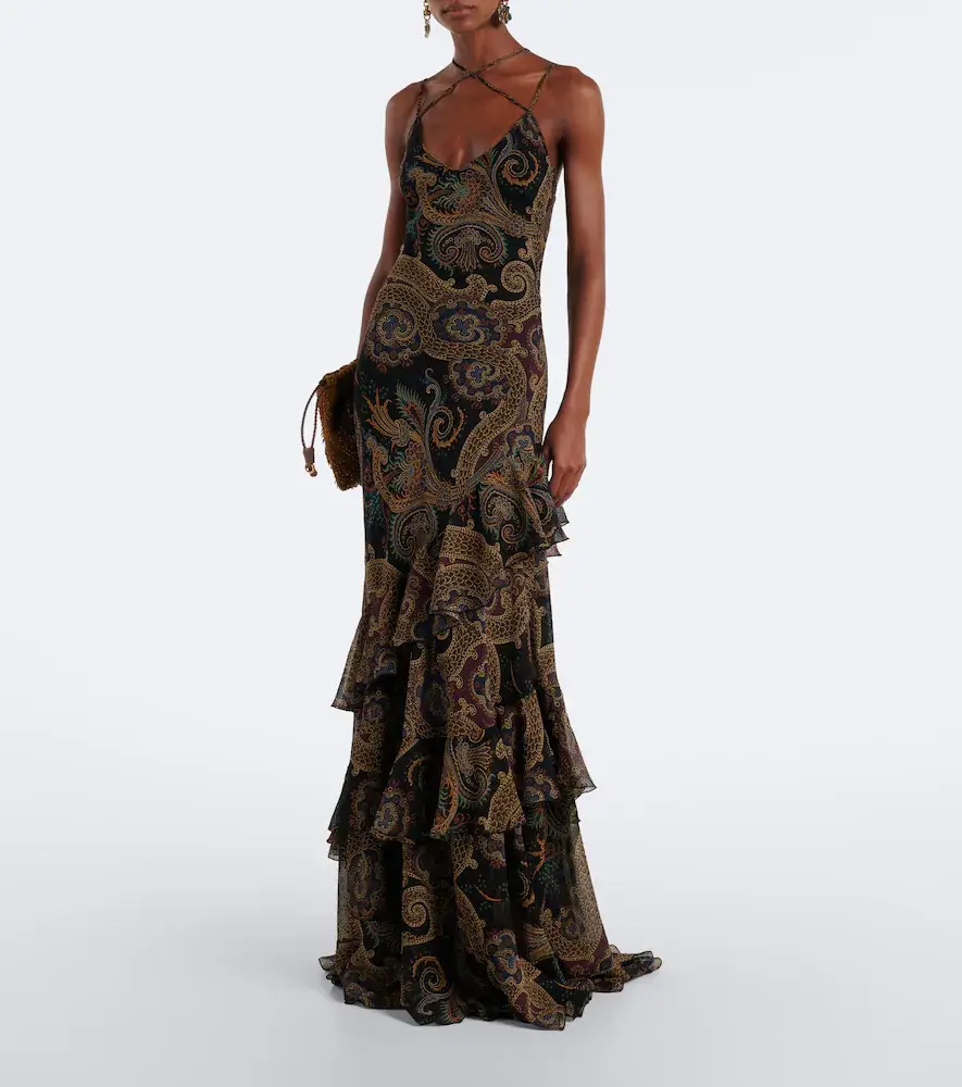 Etro Paisley ruffled seersucker gown | Thumbnail 2