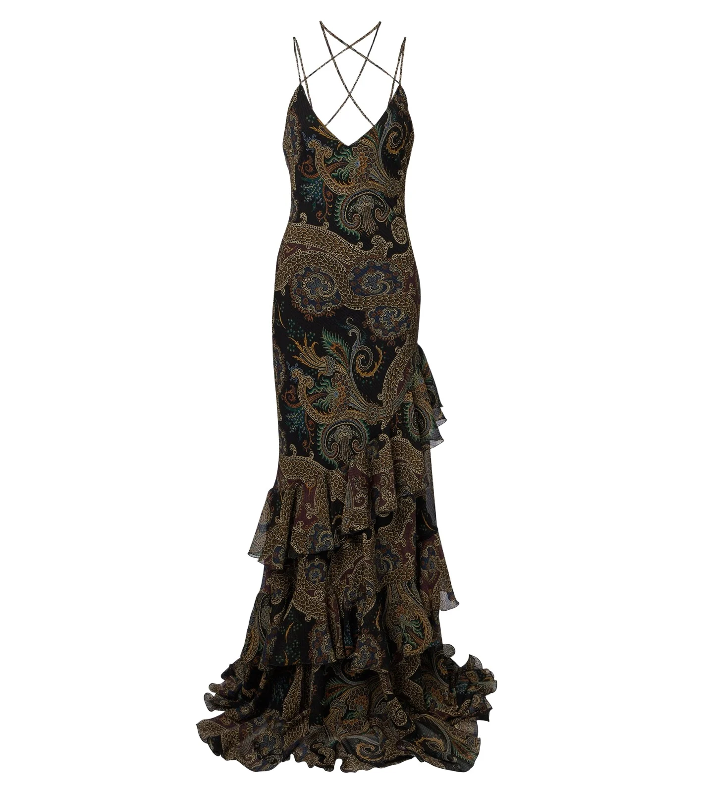 Paisley ruffled seersucker gown Paisley ruffled seersucker gown