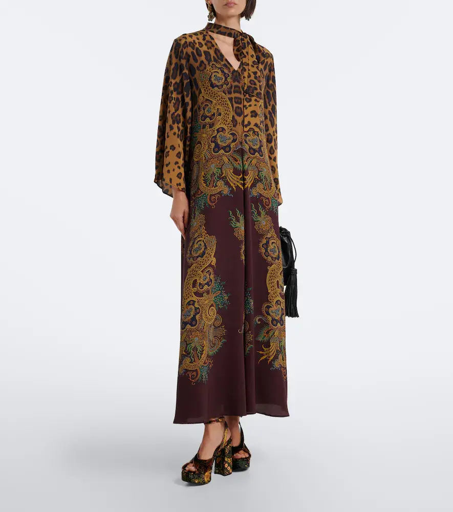 Etro Leopard-print tie-neck silk maxi dress | Thumbnail 2 Etro Leopard-print tie-neck silk maxi dress | Thumbnail 2