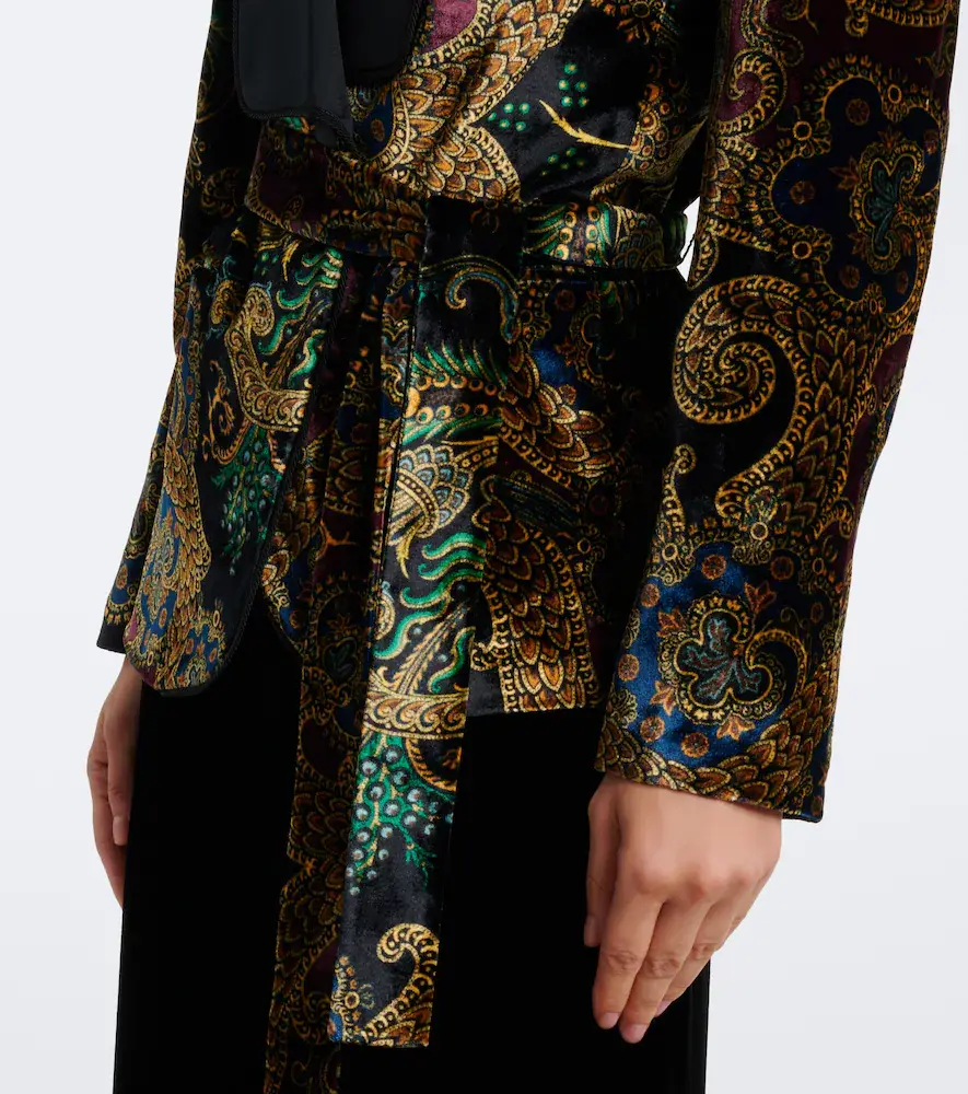 Etro Belted paisley satin-trimmed velvet blazer | Thumbnail 3 Etro Belted paisley satin-trimmed velvet blazer | Thumbnail 3