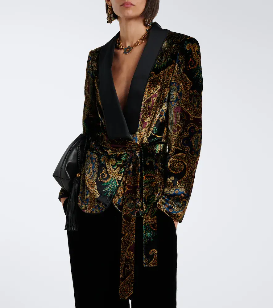 Etro Belted paisley satin-trimmed velvet blazer | Thumbnail 4 Etro Belted paisley satin-trimmed velvet blazer | Thumbnail 4