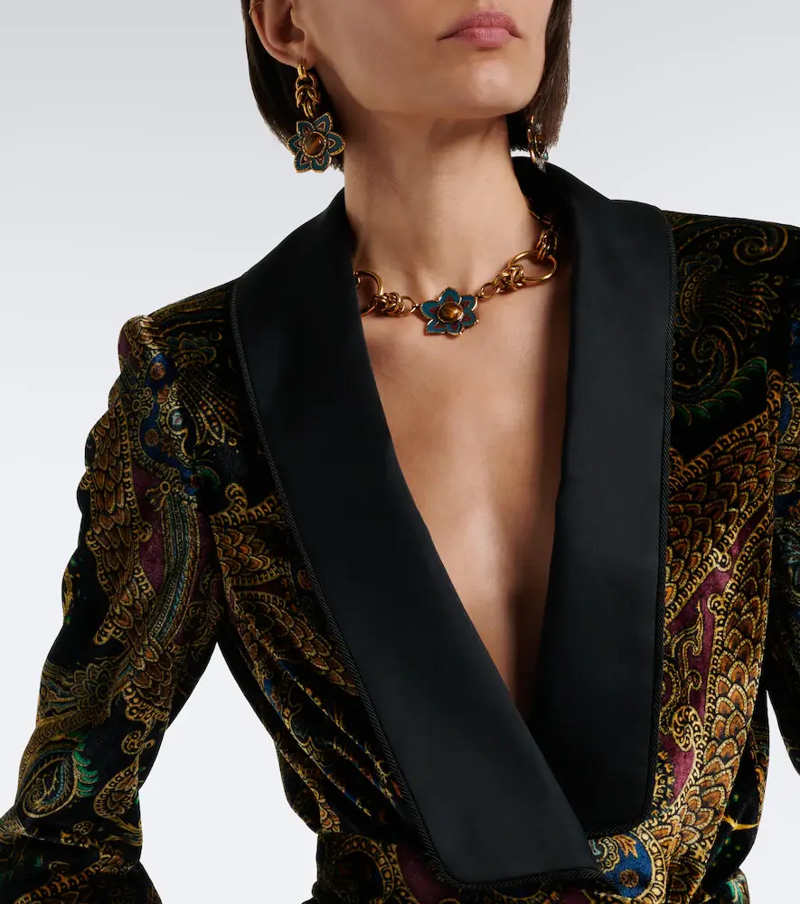 Etro Belted paisley satin-trimmed velvet blazer | Thumbnail 5 Etro Belted paisley satin-trimmed velvet blazer | Thumbnail 5