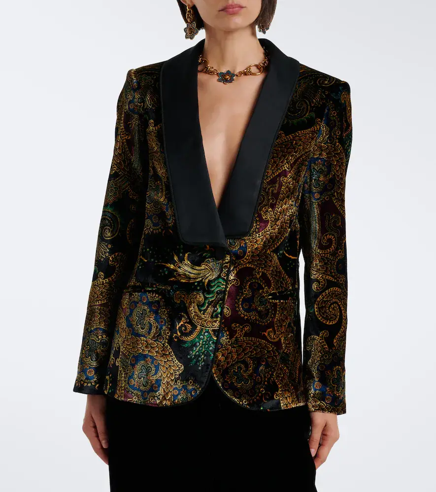 Etro Belted paisley satin-trimmed velvet blazer | Thumbnail 6 Etro Belted paisley satin-trimmed velvet blazer | Thumbnail 6