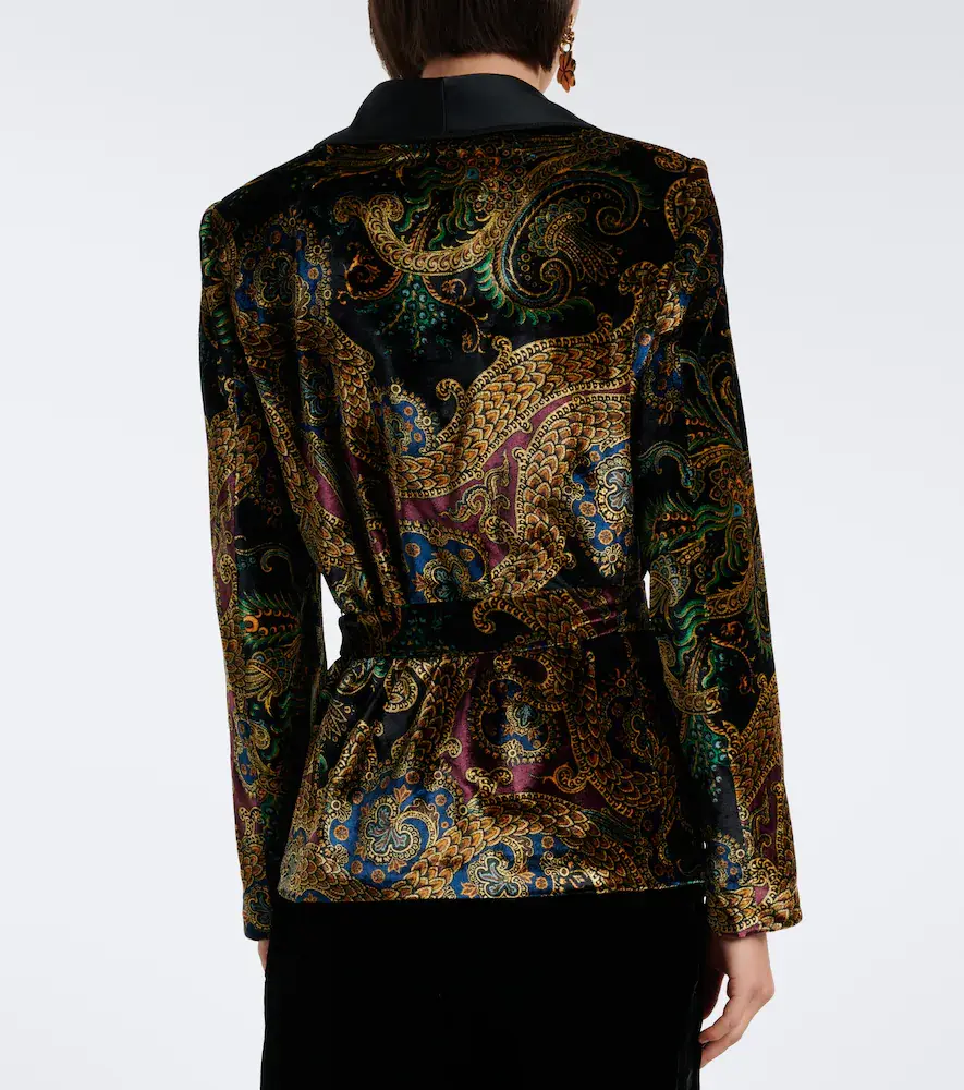 Etro Belted paisley satin-trimmed velvet blazer | Thumbnail 7 Etro Belted paisley satin-trimmed velvet blazer | Thumbnail 7
