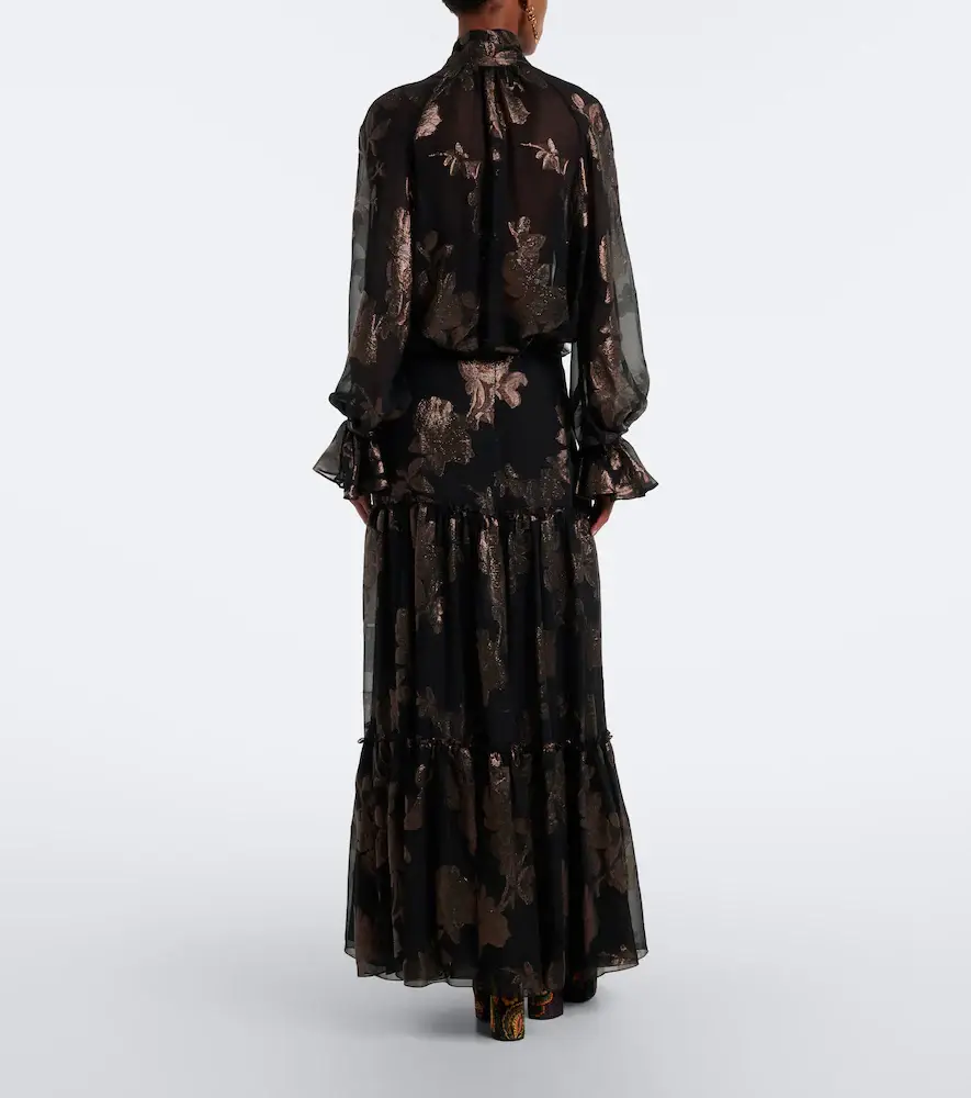 Etro Tiered silk-blend fil coupé maxi skirt | Thumbnail 2
