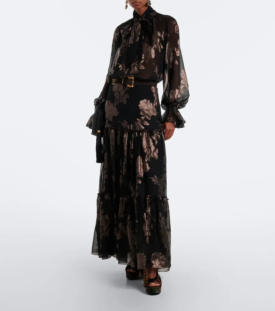 Etro Tiered silk-blend fil coupé maxi skirt | Thumbnail 4