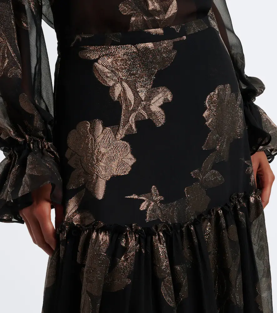 Etro Tiered silk-blend fil coupé maxi skirt | Thumbnail 5