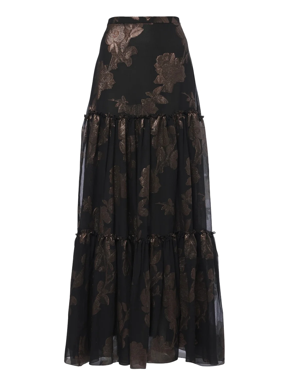 Etro Tiered silk-blend fil coupé maxi skirt