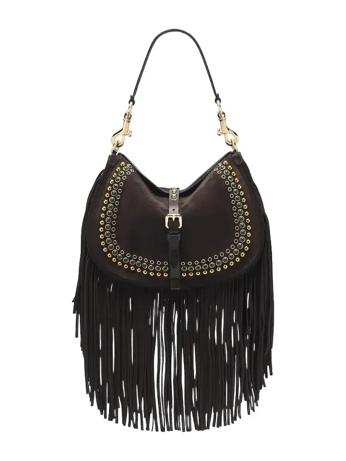 Pony Medium studded suede shoulder bag Pony Medium studded suede shoulder bag
