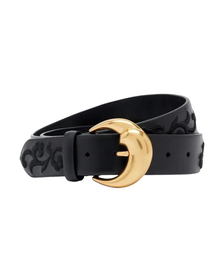 Embroidered leather belt