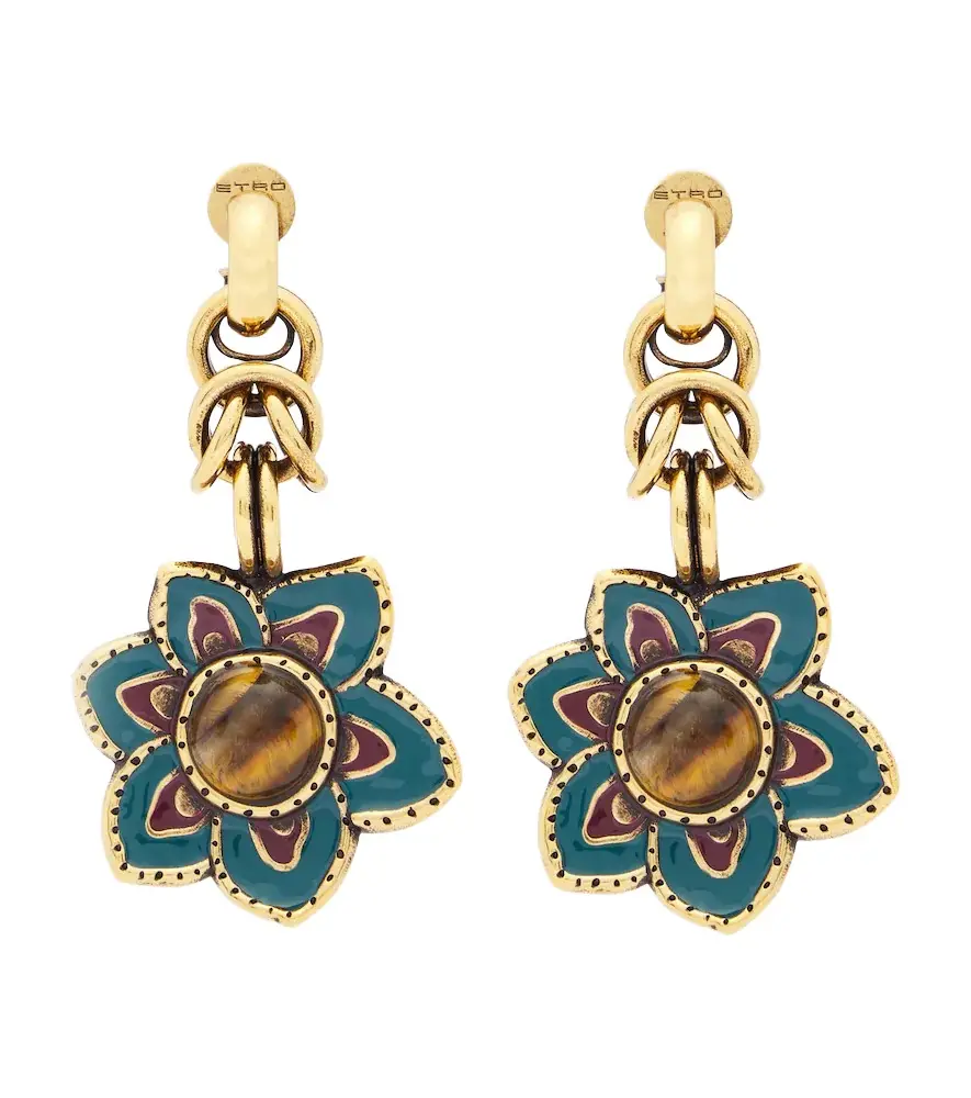 Etro Embellished floral drop earrings