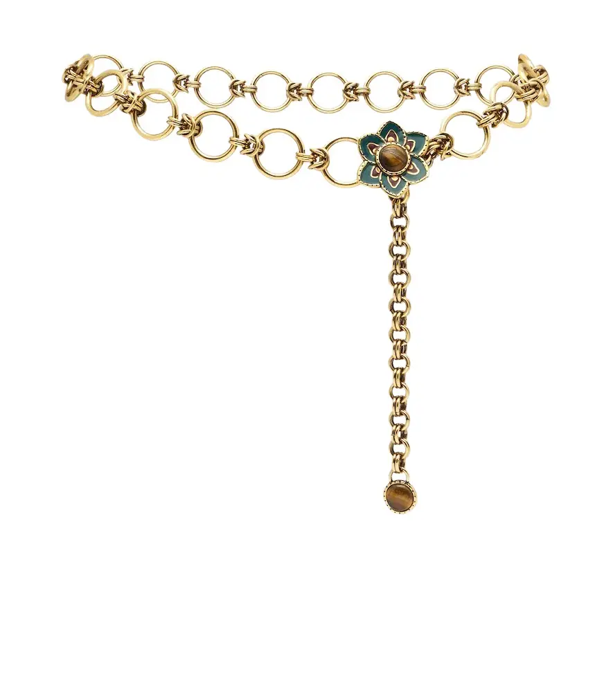 Embellished floral chain belt