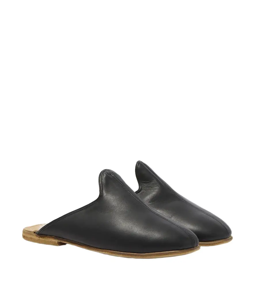 Shearling-lined leather mules