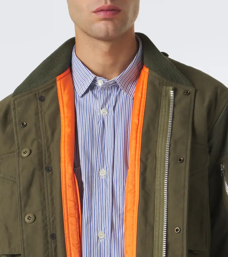 Junya Watanabe Paneled cotton and technical bomber jacket | Thumbnail 2 Junya Watanabe Paneled cotton and technical bomber jacket | Thumbnail 2