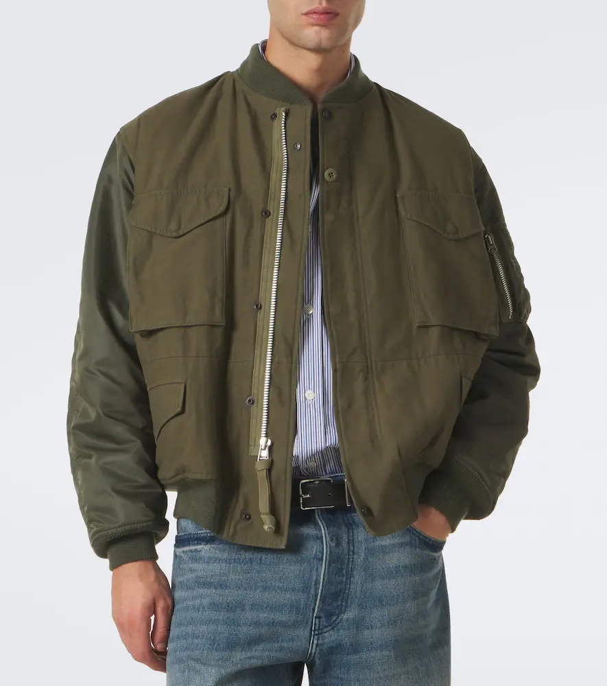 Junya Watanabe Paneled cotton and technical bomber jacket | Thumbnail 3 Junya Watanabe Paneled cotton and technical bomber jacket | Thumbnail 3