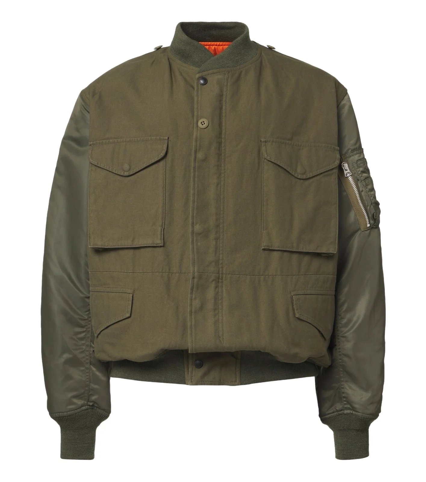 Paneled cotton and technical bomber jacket Paneled cotton and technical bomber jacket