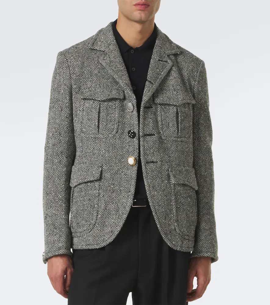 Junya Watanabe Herringbone wool-blend blazer | Thumbnail 3 Junya Watanabe Herringbone wool-blend blazer | Thumbnail 3
