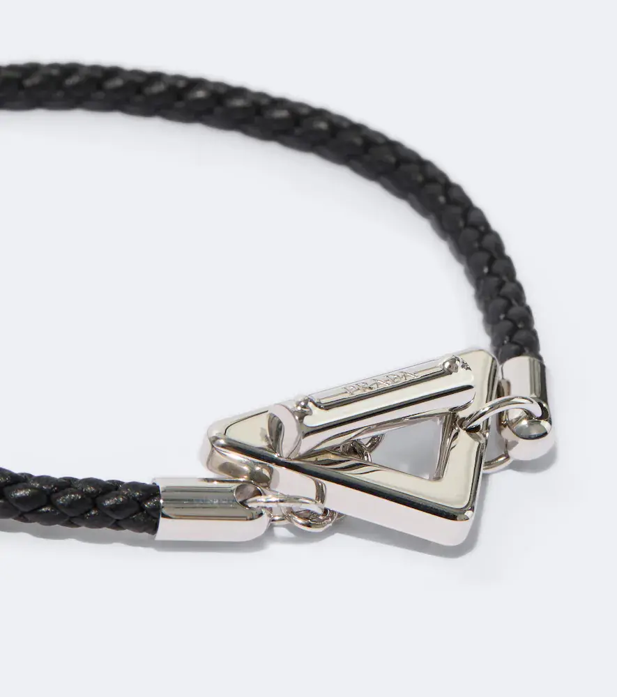Prada Logo braided leather bracelet | Thumbnail 2 Prada Logo braided leather bracelet | Thumbnail 2