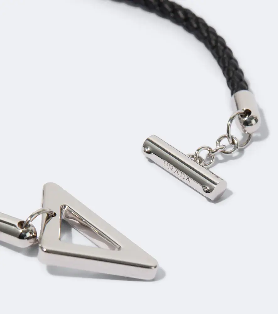 Prada Logo braided leather bracelet | Thumbnail 3 Prada Logo braided leather bracelet | Thumbnail 3