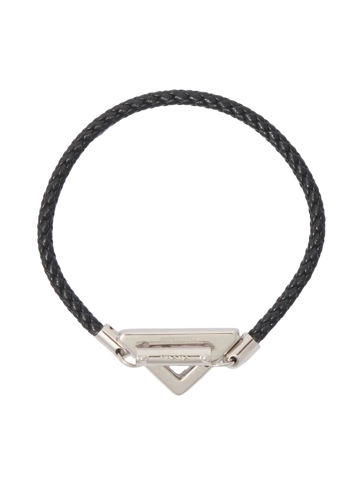 Prada Logo braided leather bracelet