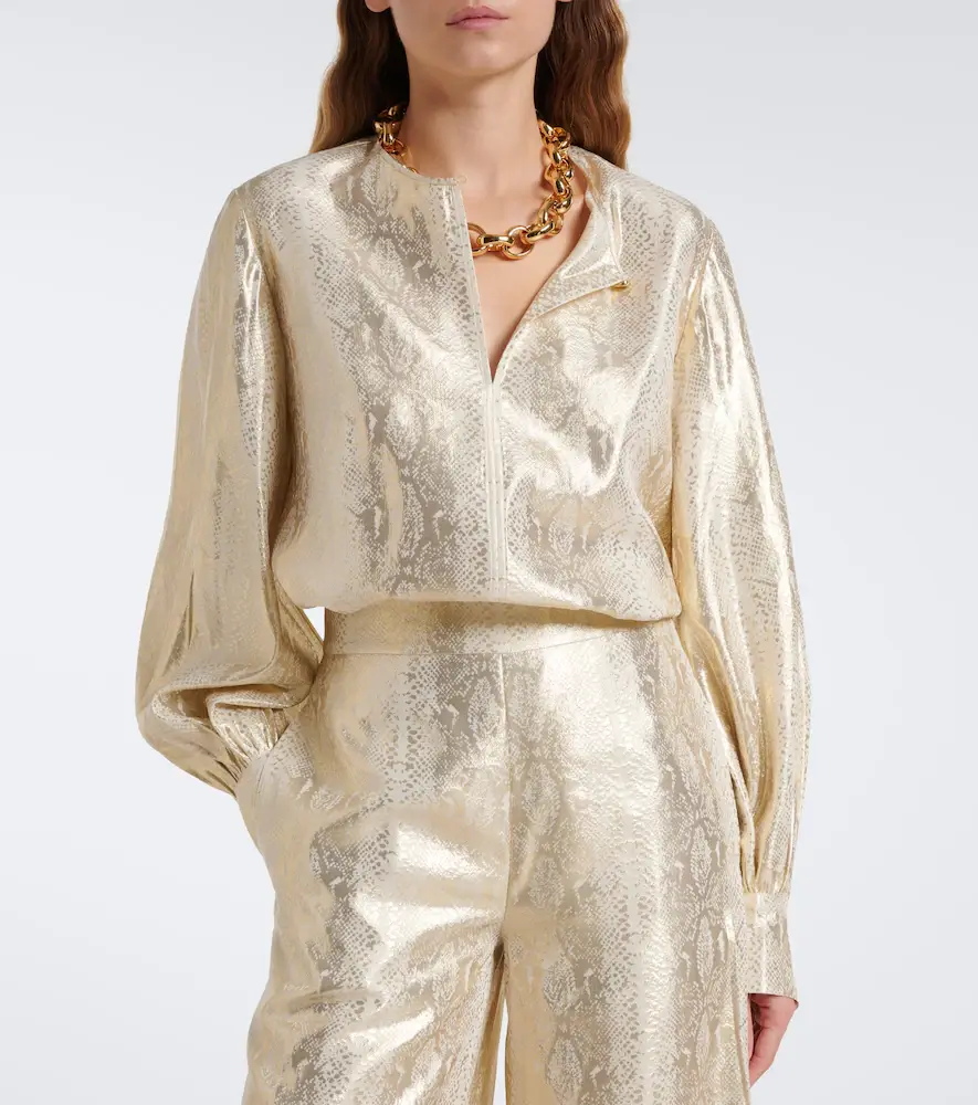 Joseph Valerie snake-print silk-blend lamé blouse | Thumbnail 3 Joseph Valerie snake-print silk-blend lamé blouse | Thumbnail 3