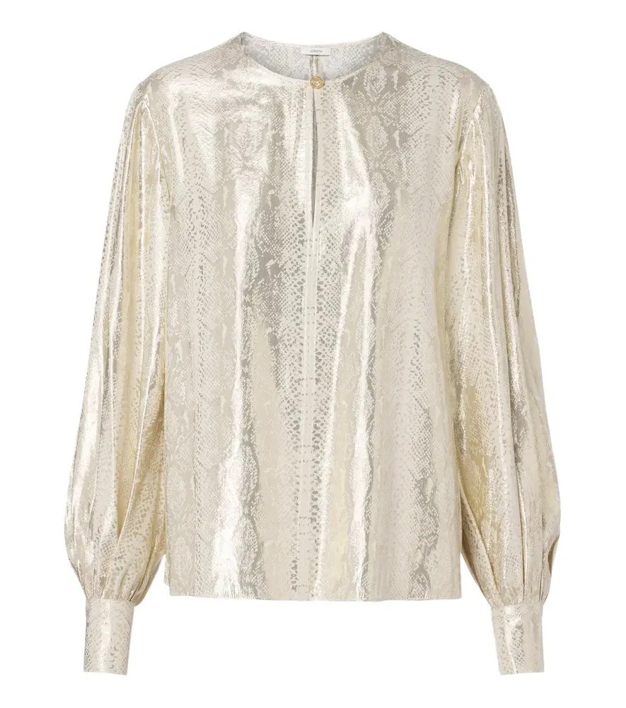 Valerie snake-print silk-blend lamé blouse Valerie snake-print silk-blend lamé blouse