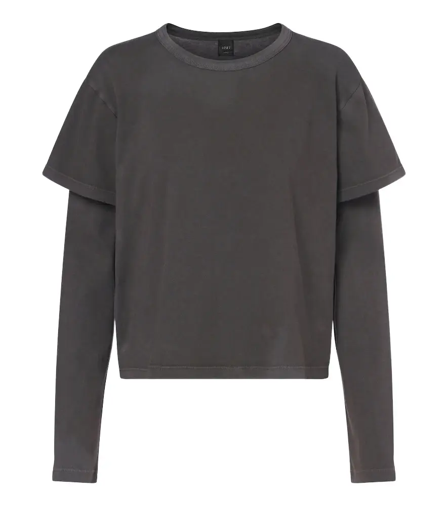 LESET Margo layered cotton jersey T-shirt