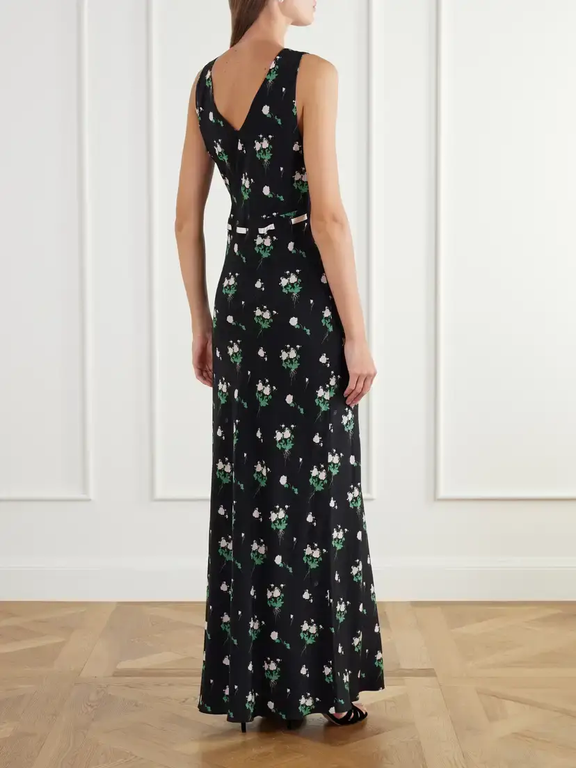 BERNADETTE Camille Bow-detailed Floral-print Silk Crepe De Chine Gown | Thumbnail 3