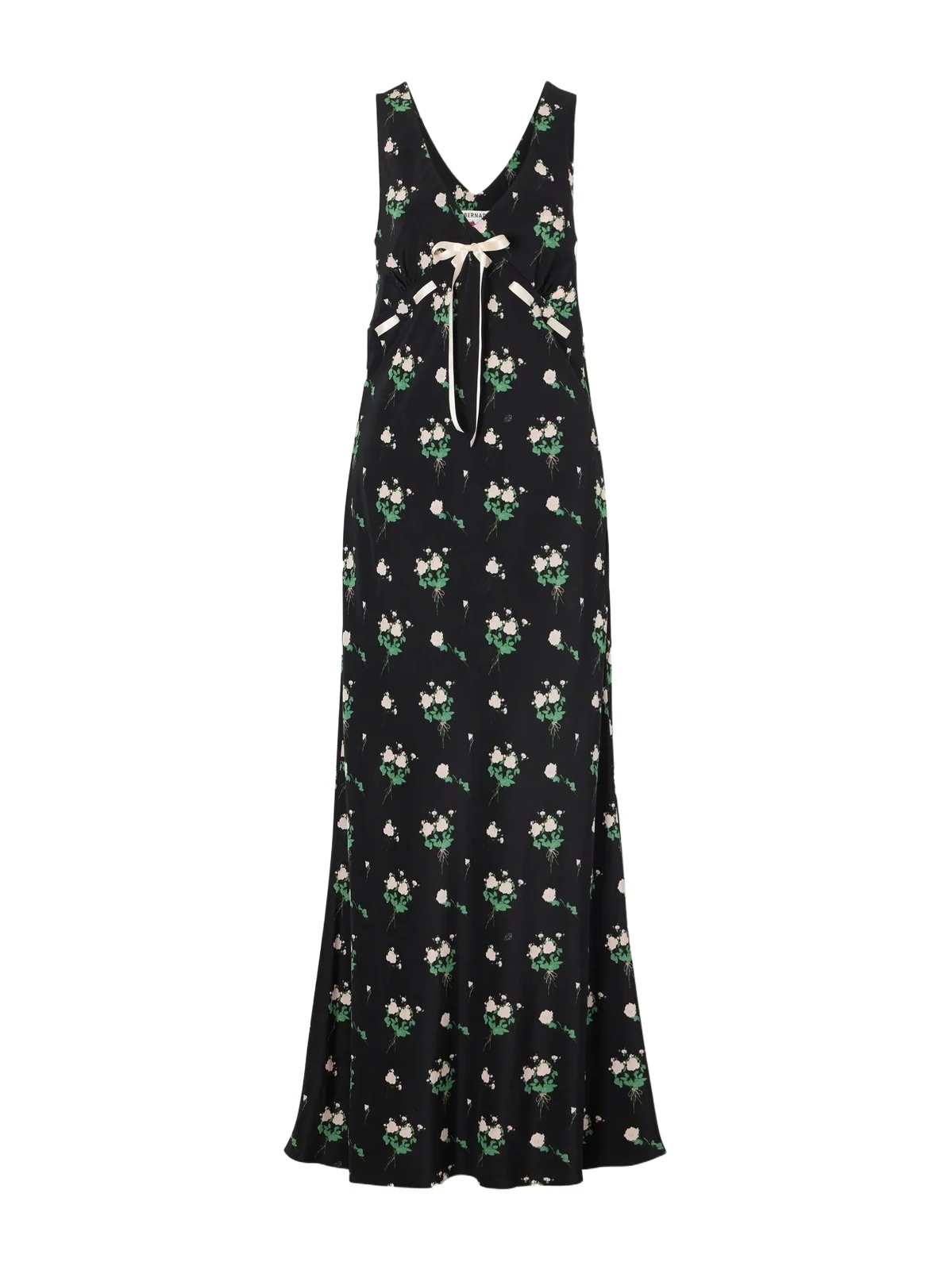 BERNADETTE Camille Bow-detailed Floral-print Silk Crepe De Chine Gown