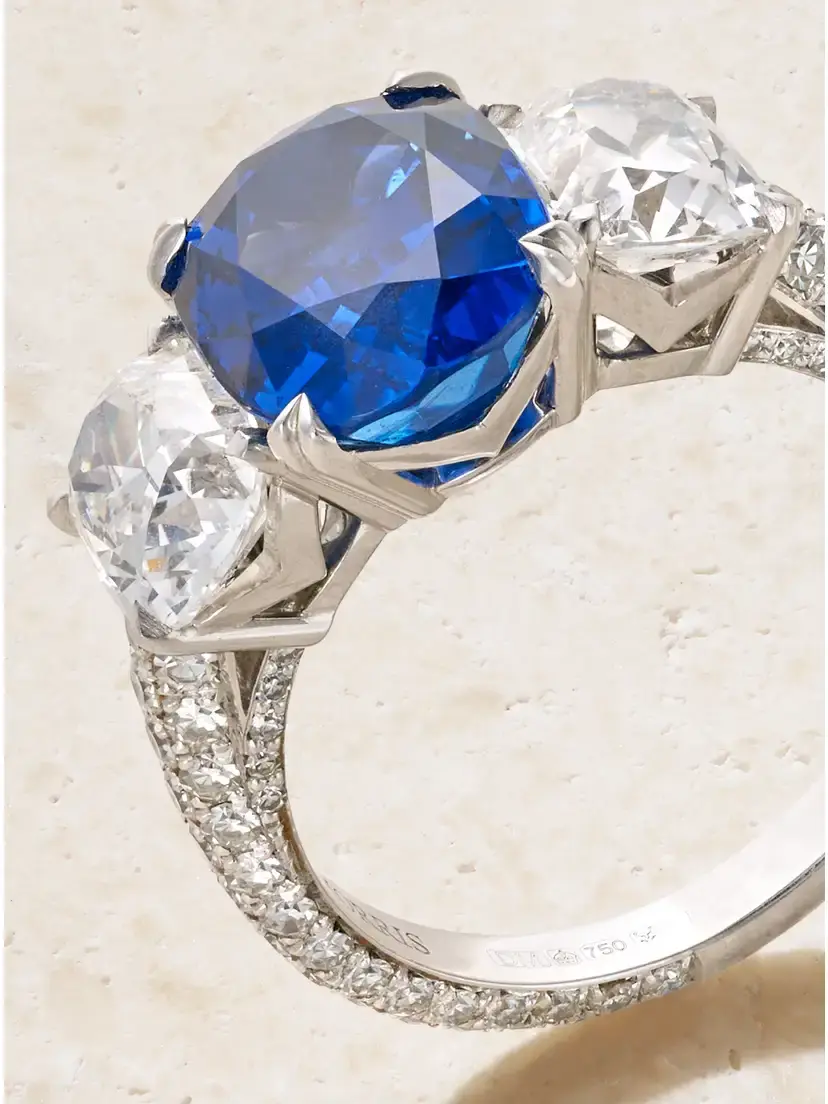 David Morris 18-karat White Gold, Diamond And Sapphire Ring - Blue | Thumbnail 4