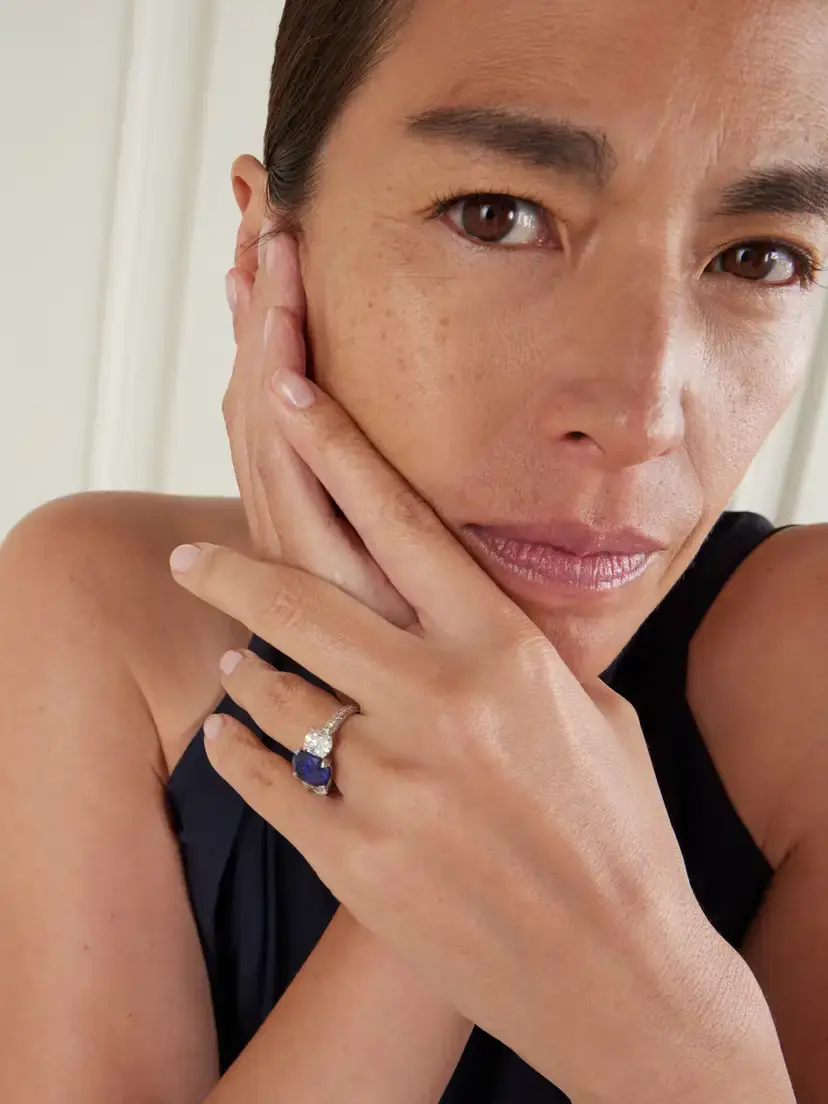David Morris 18-karat White Gold, Diamond And Sapphire Ring - Blue | Thumbnail 5