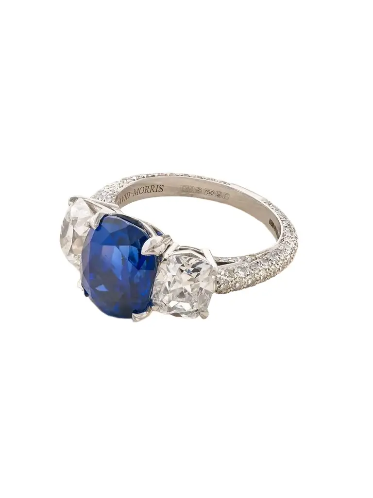 David Morris 18-karat White Gold, Diamond And Sapphire Ring - Blue