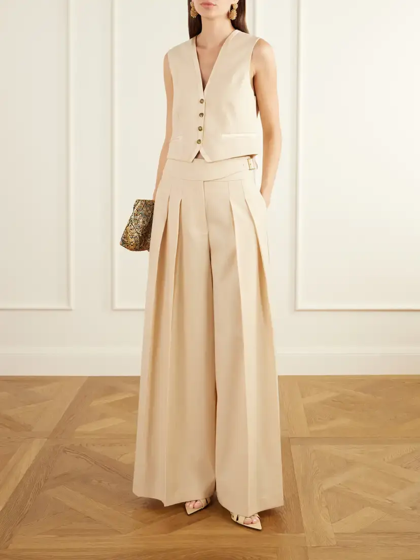 Zimmermann Valiant Buckle-detailed Wool-blend Wide-leg Trousers | Thumbnail 2