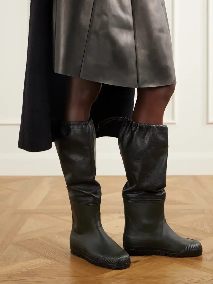 RIER Farmer Leather-trimmed Rubber Rain Boots | Thumbnail 2