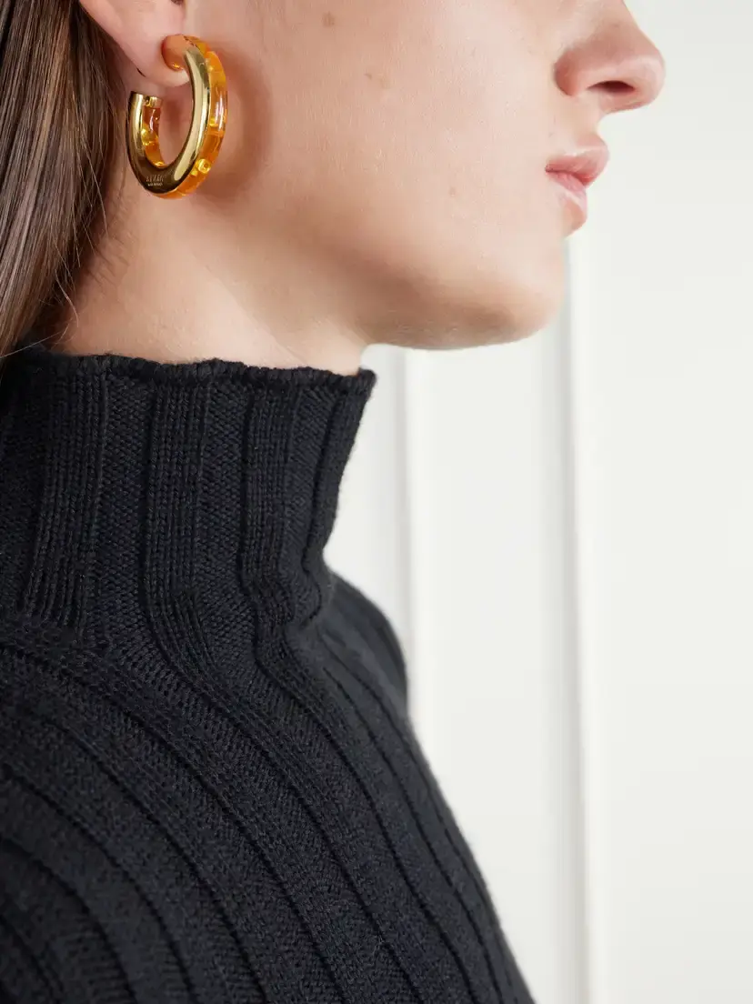 Alaïa Ray Logo-engraved Gold-tone Amber Earrings | Thumbnail 2 Alaïa Ray Logo-engraved Gold-tone Amber Earrings | Thumbnail 2