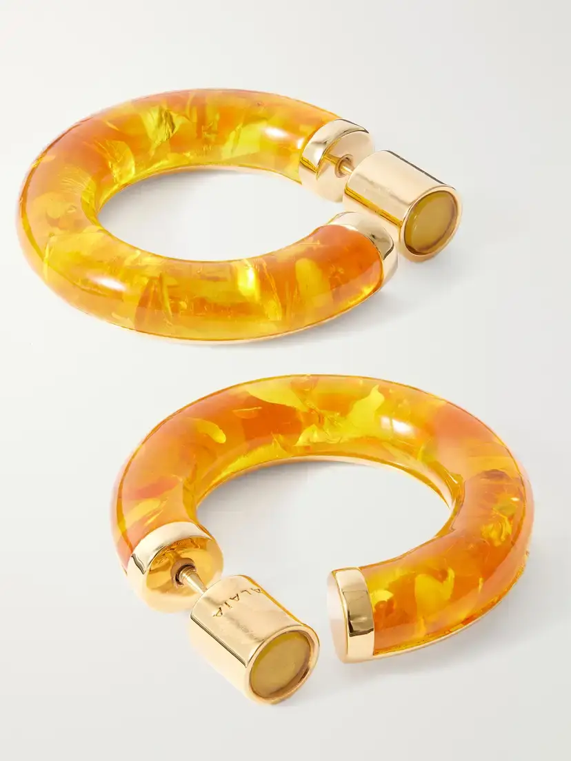 Alaïa Ray Logo-engraved Gold-tone Amber Earrings | Thumbnail 3 Alaïa Ray Logo-engraved Gold-tone Amber Earrings | Thumbnail 3