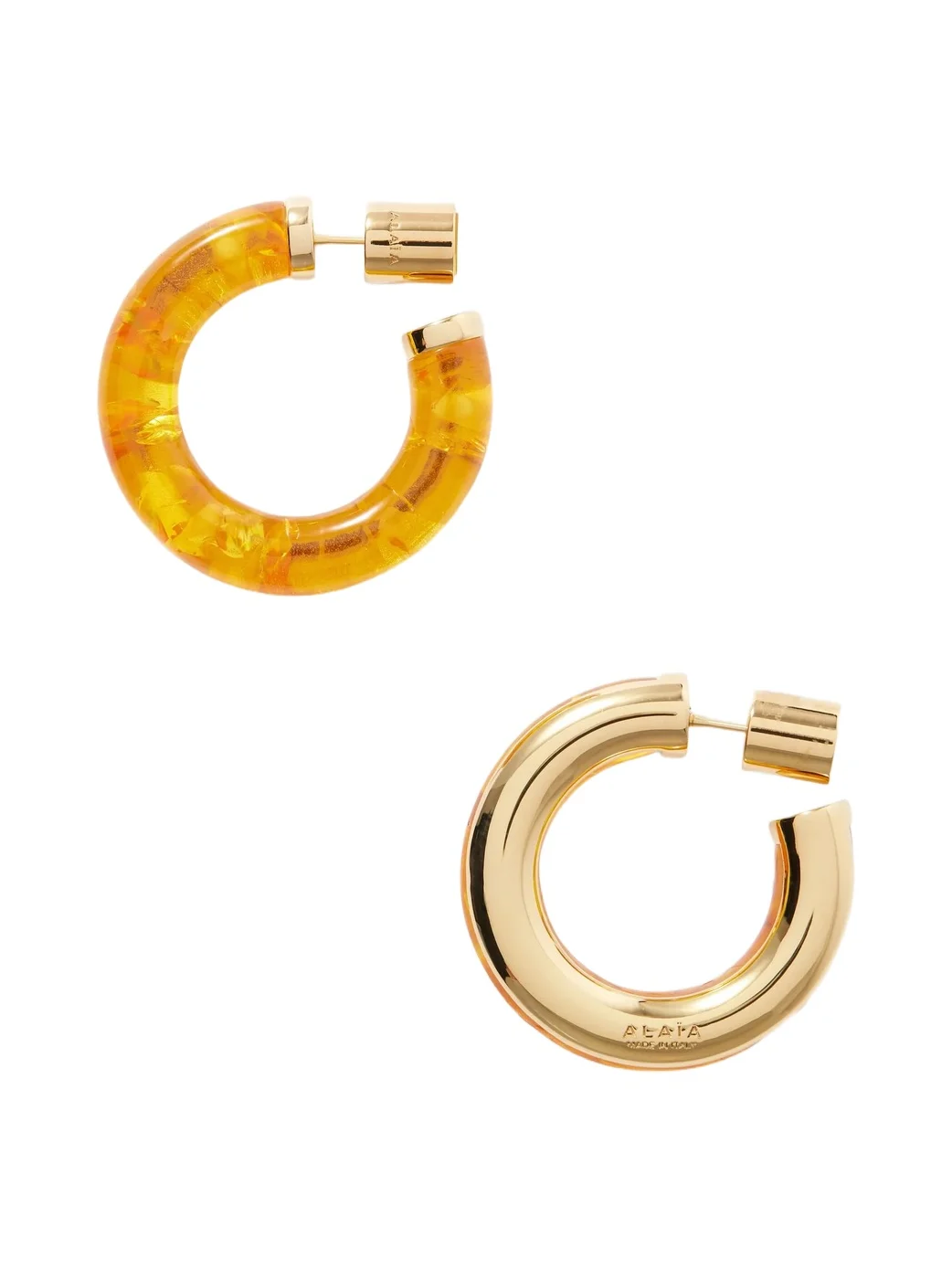 Alaïa Ray Logo-engraved Gold-tone Amber Earrings