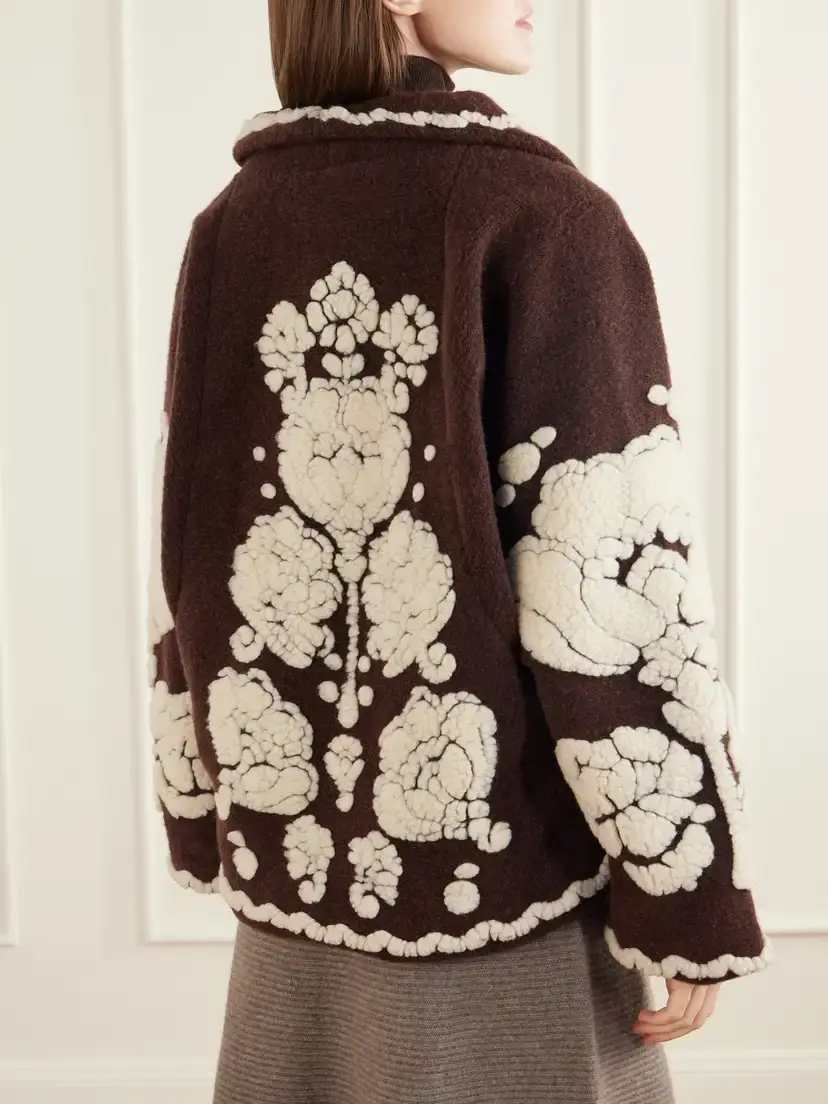 Farm Rio Double-breasted Floral-appliquéd Brushed Fleece Jacket | Thumbnail 4 Farm Rio Double-breasted Floral-appliquéd Brushed Fleece Jacket | Thumbnail 4