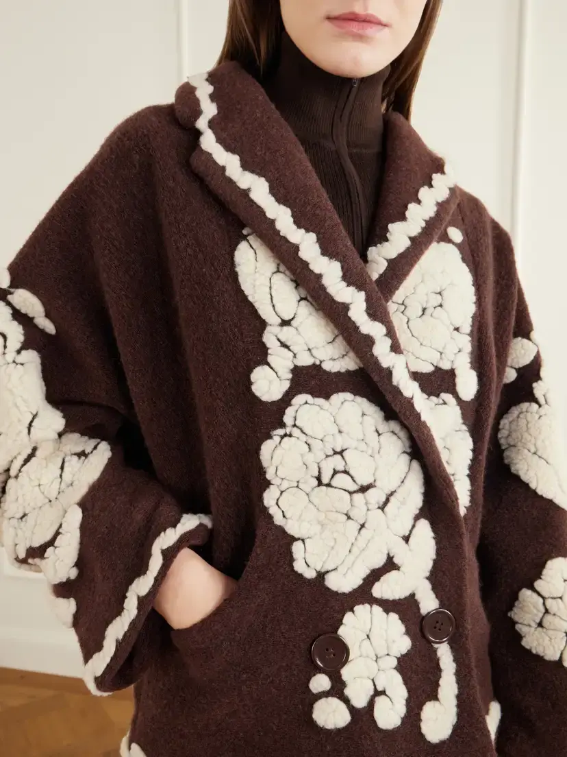 Farm Rio Double-breasted Floral-appliquéd Brushed Fleece Jacket | Thumbnail 5 Farm Rio Double-breasted Floral-appliquéd Brushed Fleece Jacket | Thumbnail 5