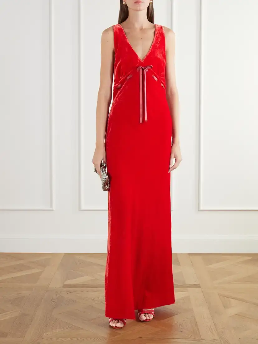 BERNADETTE Camille Bow-detailed Velvet Gown | Thumbnail 2 BERNADETTE Camille Bow-detailed Velvet Gown | Thumbnail 2