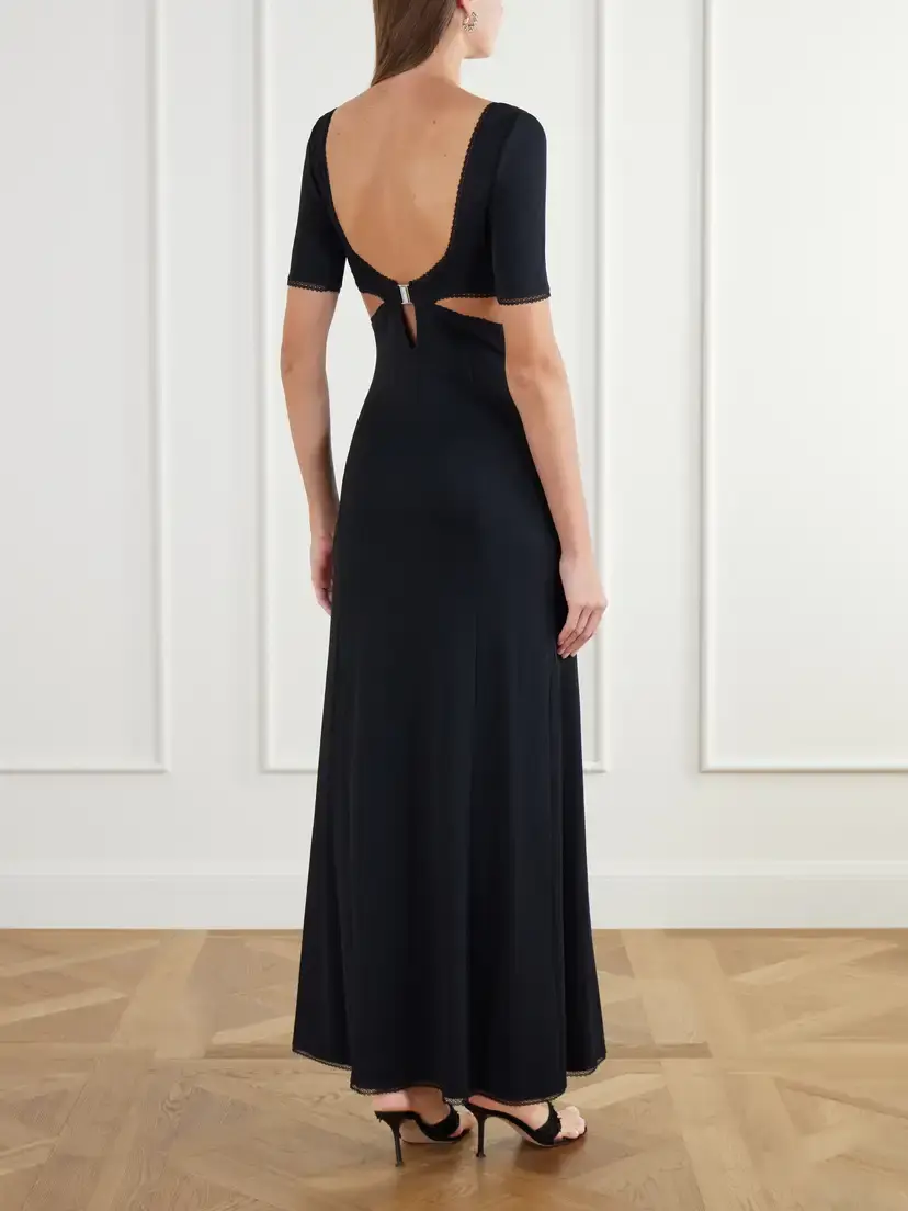 Rabanne Cut-out Lace-trimmed Crepe-satin Maxi Dress | Thumbnail 3 Rabanne Cut-out Lace-trimmed Crepe-satin Maxi Dress | Thumbnail 3