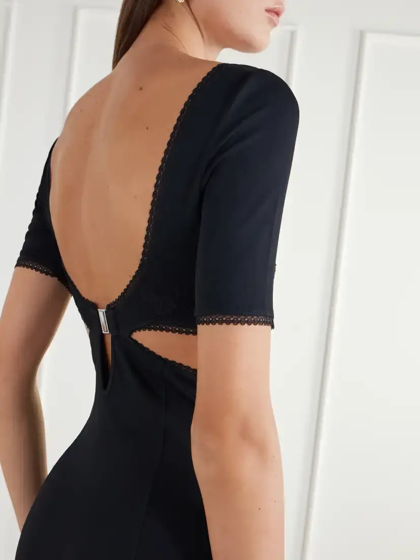 Rabanne Cut-out Lace-trimmed Crepe-satin Maxi Dress | Thumbnail 5 Rabanne Cut-out Lace-trimmed Crepe-satin Maxi Dress | Thumbnail 5
