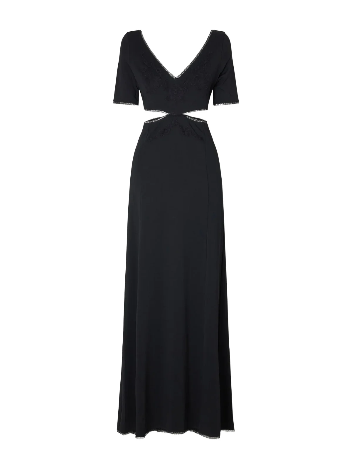 Rabanne Cut-out Lace-trimmed Crepe-satin Maxi Dress