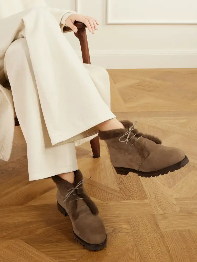 Manolo Blahnik Mircus 10 Shearling-trimmed Suede Ankle Boots | Thumbnail 2