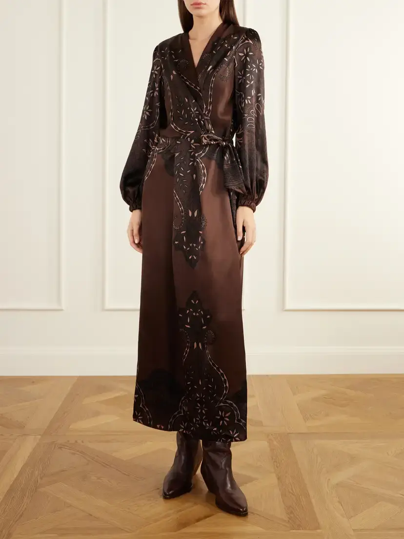 Johanna Ortiz Scarf-detailed Belted Printed Silk-satin Maxi Dress | Thumbnail 3