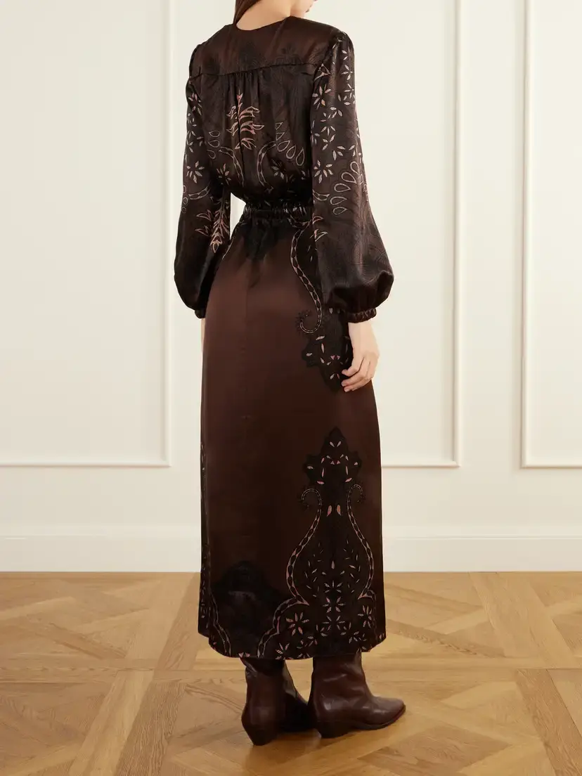Johanna Ortiz Scarf-detailed Belted Printed Silk-satin Maxi Dress | Thumbnail 4