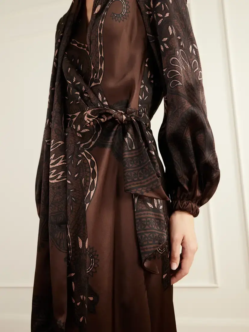 Johanna Ortiz Scarf-detailed Belted Printed Silk-satin Maxi Dress | Thumbnail 5