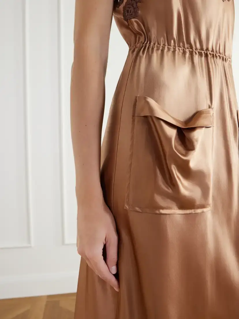 Rabanne Lace-trimmed Satin Midi Dress | Thumbnail 4