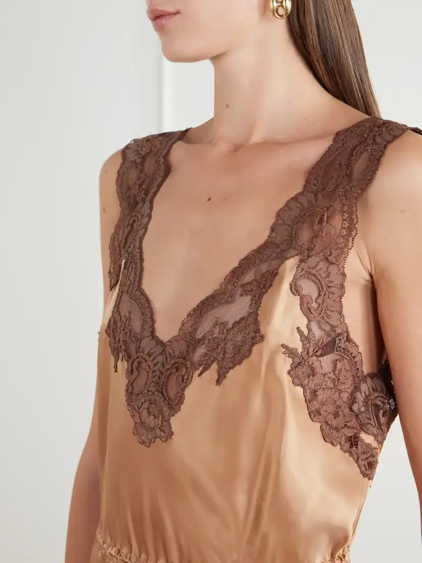 Rabanne Lace-trimmed Satin Midi Dress | Thumbnail 5