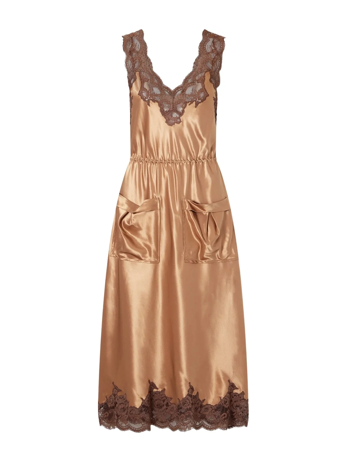 Lace-trimmed Satin Midi Dress Lace-trimmed Satin Midi Dress